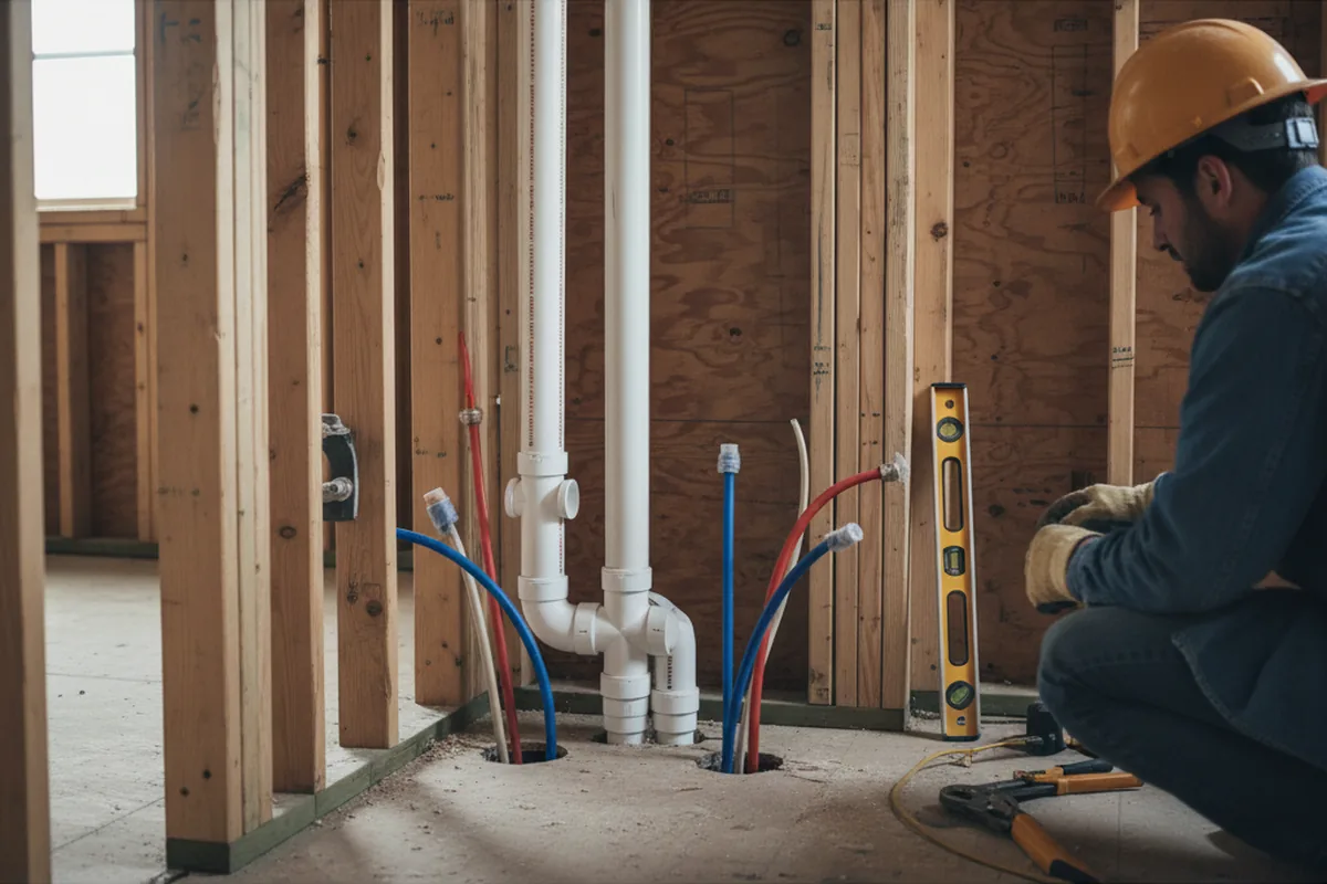 Drain and supply rough-in during Leak Detection in New Waterford
